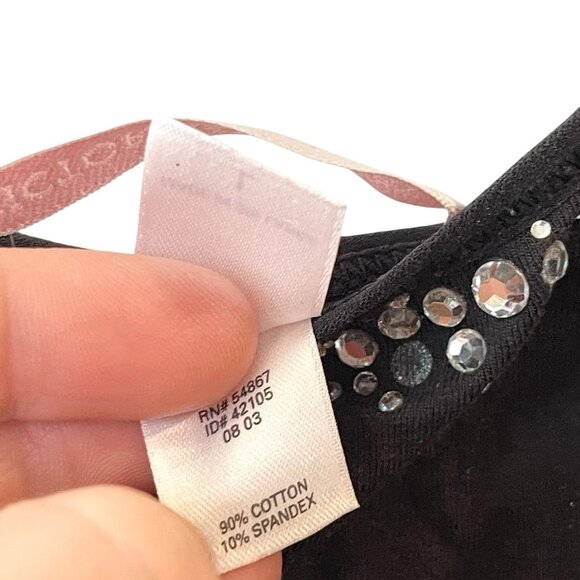 Vintage Y2K‎ Victoria’s Secret PINK Cami Rhinestone Studded Solid Black Size L - Picture 4 of 5